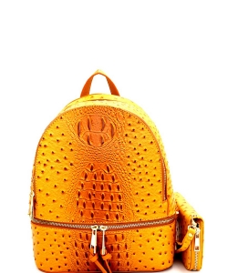 Ostrich Croc Backpack with Wallet OS1082W MUSTARD